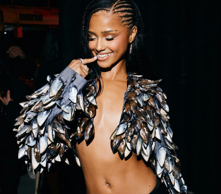 Tyla Crowned Glamour Woman of the Year 2025 in Daring Mussel Shell Ensemble
